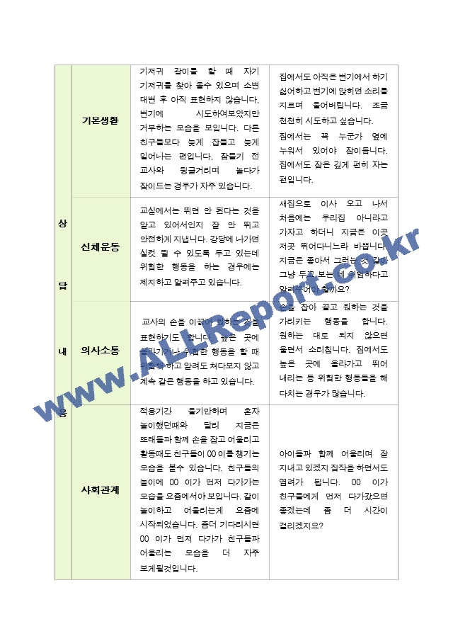 평가제 - 만 1세 10명  2학기 부모상담일지[2].hwp